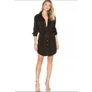 HUDSON PEYTON MILITARY LONG SLEEVELESS SHIRT DRESS MILITANT GREEN Size Medium